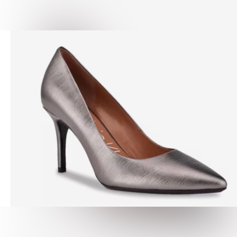New Calvin Klein Gayle Metallic Silver Heels size 5.5 - Picture 7 of 10